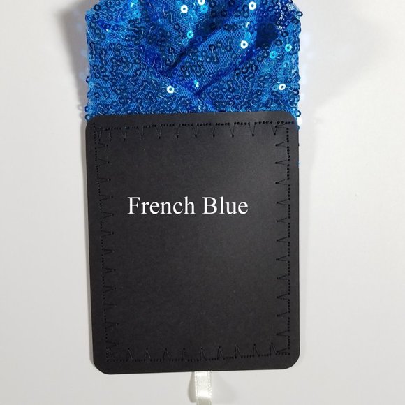 Men's French Blue Sequin Pre-Folded Pocket Square Insert - Point Design - Picture 4 of 5